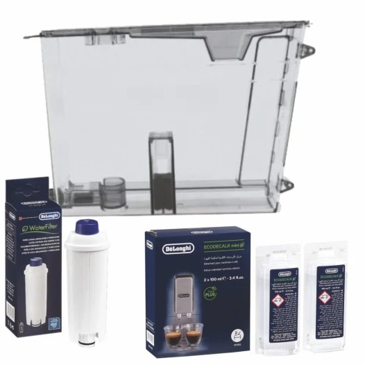 Kit de mantenimiento para cafetera Delonghi: depósito de agua + filtro de agua + descalcificador AS00007802