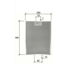 Filtro metálico Alapure apto para Smeg 380 x 290 mm GF03RB