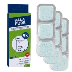 Pastillas descalcificadoras Alapure 2 en 1, aptas para Siemens 00312440 / 00312290 / TZ80032A / 00312445 / Serie EQ (9 x 40 g)