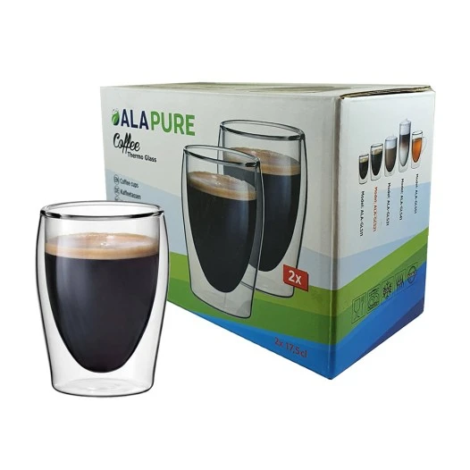 Vasos térmicos de doble pared Alapure Koffie ALA-GLS21