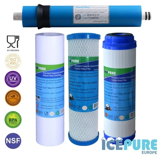 Kit de recambio para ósmosis inversa con filtro de membrana de 75 GPD