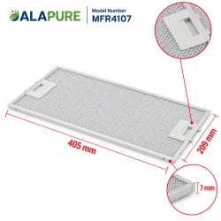 Filtro metálico Alapure compatible con Neff 434107 / 00434107, 209 x 405 x 8 mm
