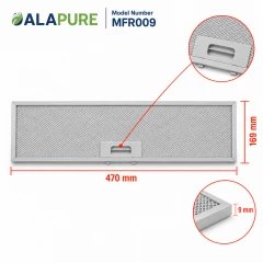 Filtro metálico Alapure compatible con Electrolux 4055380804, 470 x 169 x 9 mm