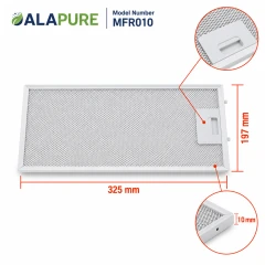 Filtro metálico Alapure compatible con AEG 4055101697, 325 x 197 x 10 mm