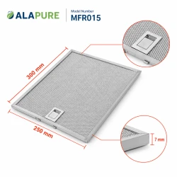Filtro metálico Alapure compatible con AEG 4055110128, 300 x 250 x 7 mm