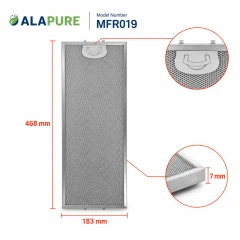 Filtro metálico Alapure compatible con Pelgrim 401468 / 89001193 468 x 183 x 7 mm