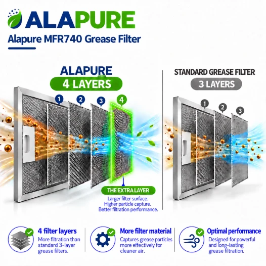 Filtro metálico Alapure compatible con Klarstein 10034877, 272 x 162 mm