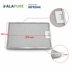 Alapure MFR944, compatible con el filtro metálico de Miele 8270321, 375 x 280,5 x 9