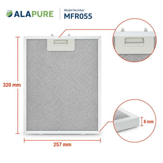 Filtro metálico Alapure compatible con Pelgrim 18831 / 88017203 318 x 258 x 8 mm