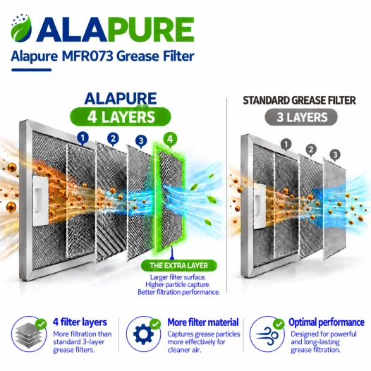 Filtro metálico Alapure compatible con Electrolux 50287157007, 470 x 137 mm