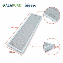 Filtro metálico Alapure compatible con Electrolux 50287156009, 497 x 170 mm