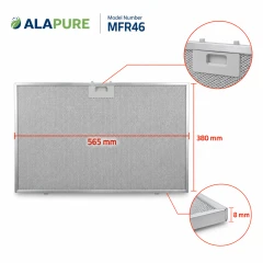 Filtro metálico Alapure compatible con Whirlpool 488000302744, 565 x 380 x 8 mm