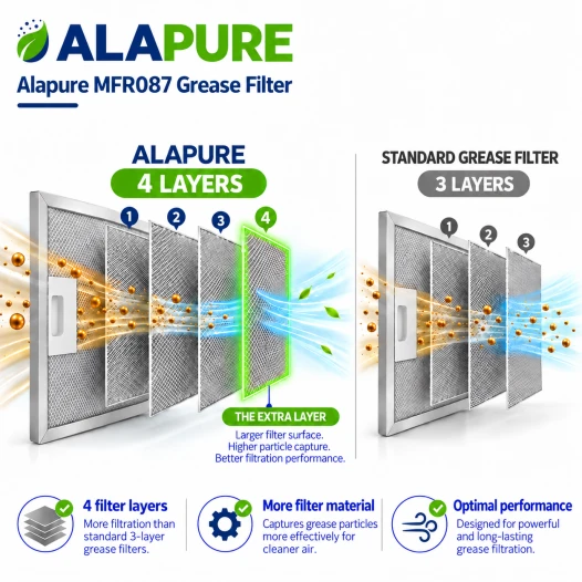 Filtro metálico Alapure compatible con Electrolux 50287544006, 403 x 300 x 8 mm
