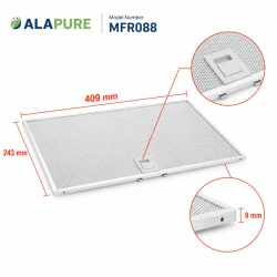 Filtro de grasa metálico Alapure, compatible con el modelo de Ikea 4055253274, 243 x 409 x 9 mm