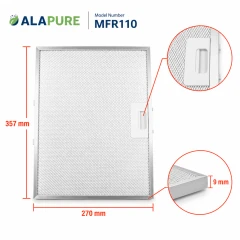 Filtro metálico Alapure compatible con Elica GRI0121275A, 357 x 270 x 9 mm