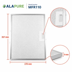 Filtro metálico Alapure compatible con Turboair GRI0121275A 357 x 270 x 9 mm
