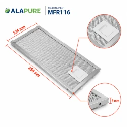 Filtro metálico Alapure compatible con Electrolux 4055348199, 124 x 254 x 8 mm