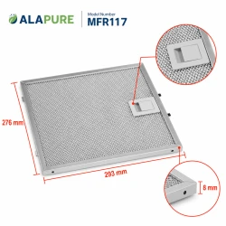 Filtro metálico Alapure compatible con Falmec 101080244, 293 x 276 mm