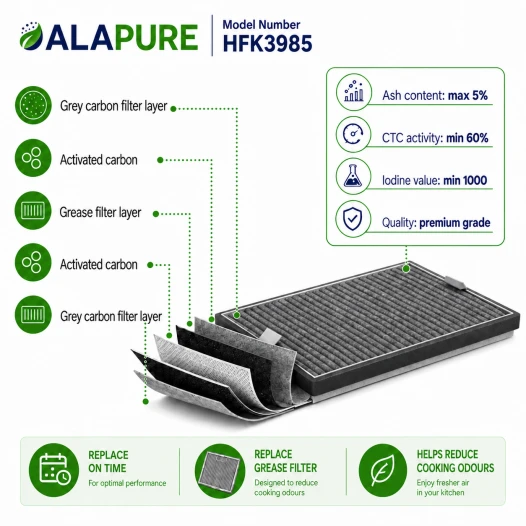 Alapure HFK3985, compatible con el filtro de carbón DKF11-P de Miele