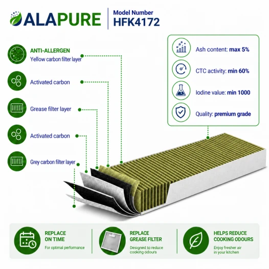 Filtro de carbón Alapure CleanAir Plus compatible con Siemens 17004086 / LZ11IXB16
