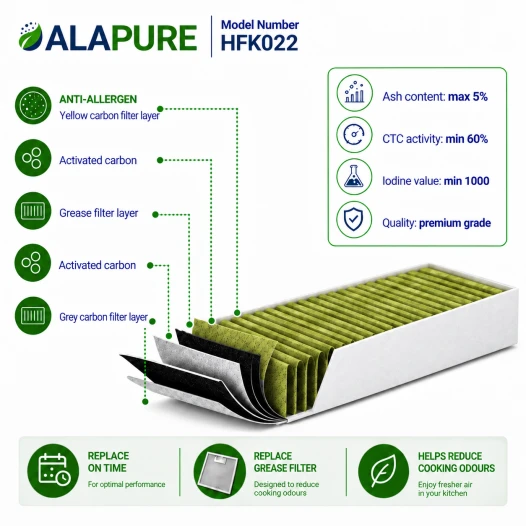 Filtro de carbón Alapure CleanAir Plus, compatible con la serie Vario 400 y la serie 200 de Gaggenau (4 uds.)