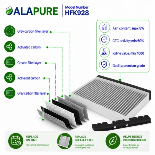 Filtro de carbón Alapure CleanAir compatible con Blaupunkt 11049702 / 11026771 / 00705432