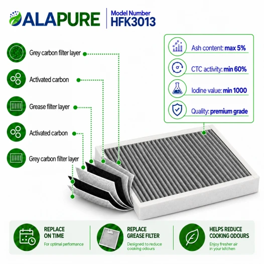 Filtro de olores y partículas finas Alapure, compatible con el modelo Atag HF3013