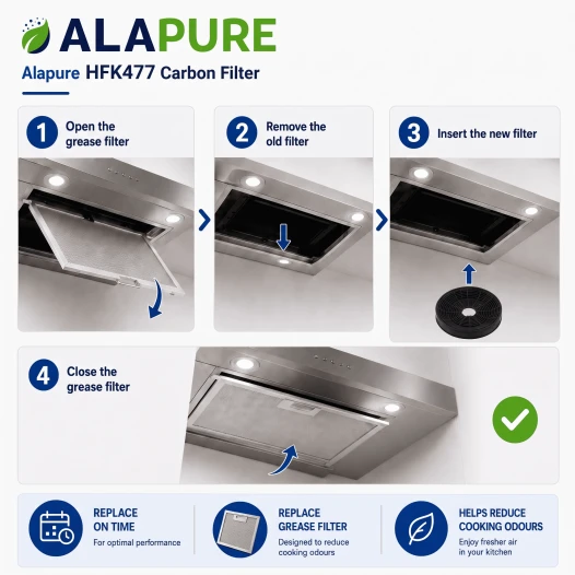 Filtro de carbón Alapure compatible con Beko KF971100007 / KF9189204771 (2 uds.)