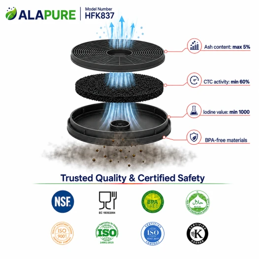Filtro de carbón Alapure compatible con el filtro de carbón Klarstein 10033740