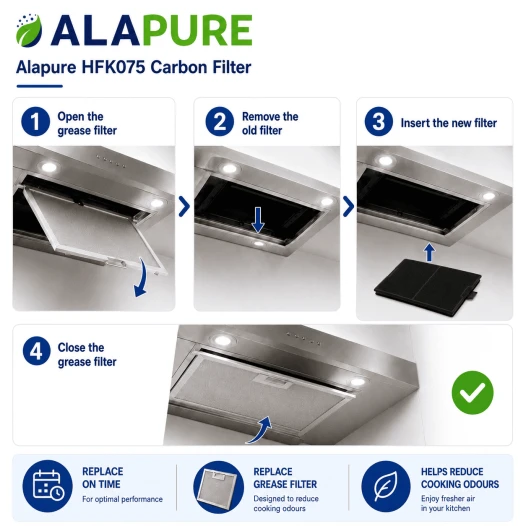 Filtro de carbón Alapure compatible con Bosch 00744075 / 744075 / DHZ5226