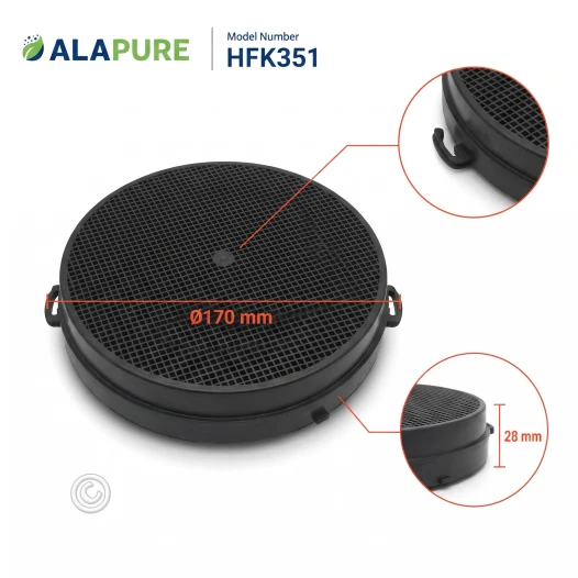 Filtro de carbón Alapure compatible con Falmec 103050091 / N.º 6 (2 uds.)