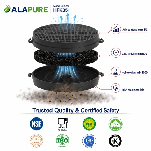 Filtro de carbón Alapure compatible con Falmec 103050091 / N.º 6 (2 uds.)