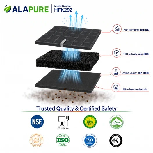 Filtro de carbón Alapure compatible con Whirlpool AMC058 / 482000008330