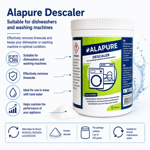 Descalcificador Alapure apto para Gaggenau 00312524 / 00312330 para lavavajillas y lavadoras — en polvo